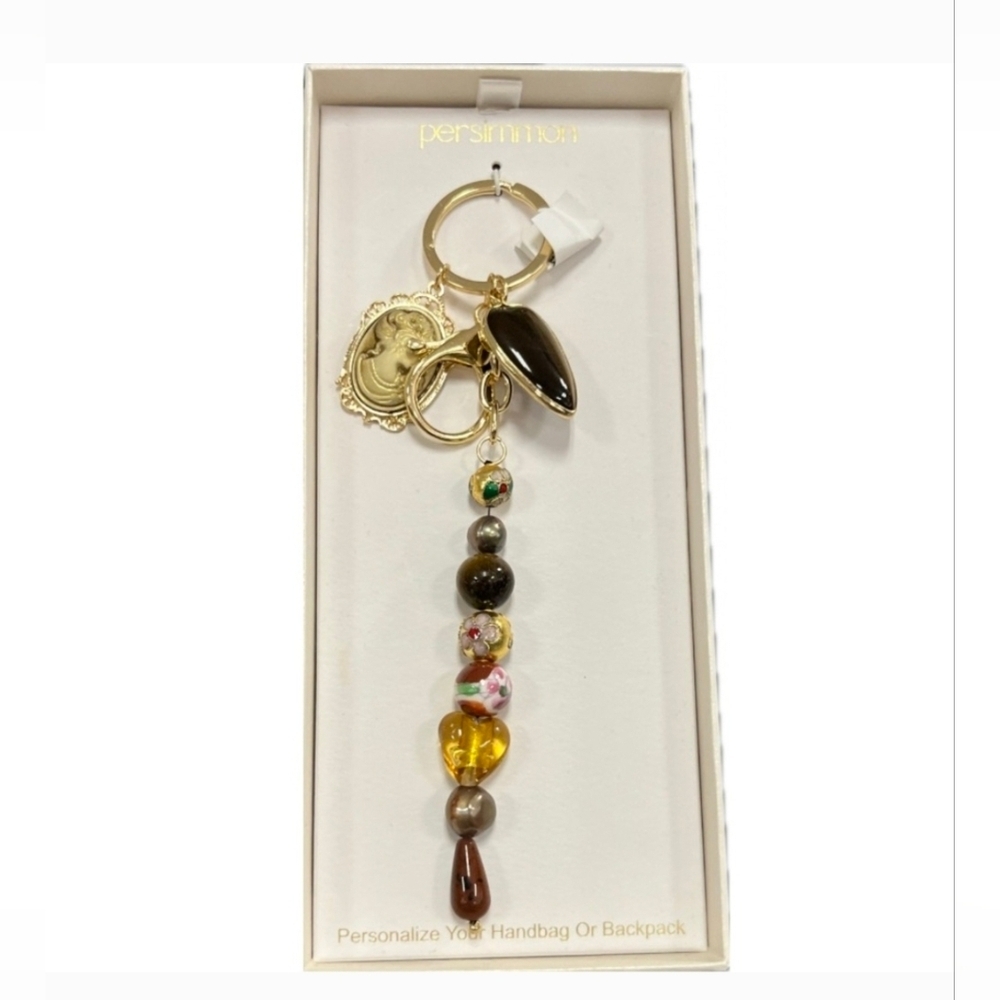 💛🔹️ persimmon 🔹️Beaded charms Key Ring Bag Charm